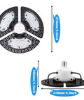 Two Pack 80W LED Ceiling Light With 9600 Lumens And 3 Adjustable Panels, Durable Aluminum, Dimensions Shown