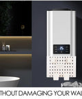 Hassle Free Plastic Pegboard Wall Organizer Covers Water Heater Pipes With Quick No Drill Mounting Beefy White Pipe Screen For Shops And Living Rooms Ultimate Room Refresh, mounted on a wall.