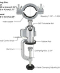 360 Degree Bench Clamp Vise Grinder Holder For Electric Drill Stand Universal Work Aluminum Alloy Construction with labeled parts