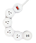 Flexible Surge Protector Power Strip With Four 3 Pin Grounded Outlets Two USB Ports Delivering 3 1A Total White Finish