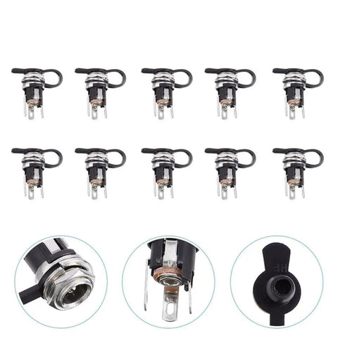 10 Pack Waterproof Metal DC Power Socket 5.5x2.1mm Plug, Threaded Female Connector, DC-025m Style, Rugged Power Jack for Electronics Nerds, DIY Projects and Power Supplies, set of 10