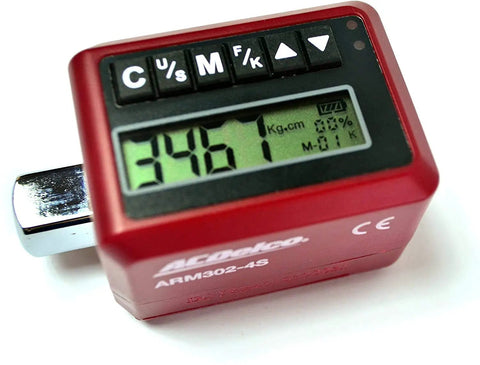 Digital Torque Wrench 1/2 Inch With Buzzer And LED Flash Notification For Tight Spots Pro Grade And Lightweight ISO 6789 Calibrated With Calibration Certificate Real Time Readout In Nm In Lbs And Ft Lbs 12.5 To 250.7 Ft Lbs Torque Range, red digital gauge