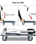 Heavy Duty Steel Platform Cart With Smooth Swivel Wheels And Secure Locking Brakes Folding Utility Wagon Beast Mode Hauler for easy folding instructions.
