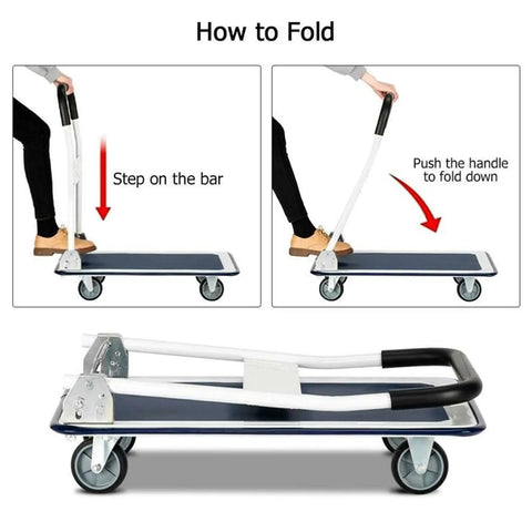 Heavy Duty Steel Platform Cart With Smooth Swivel Wheels And Secure Locking Brakes Folding Utility Wagon Beast Mode Hauler for easy folding instructions.