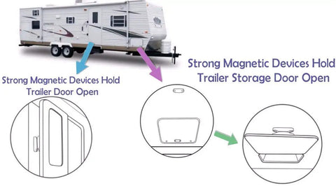 Magnetic Baggage Door Catch And Holder Kit For RVs And Campers White Latch With Super Strong Magnets Keeps Raised Doors Open