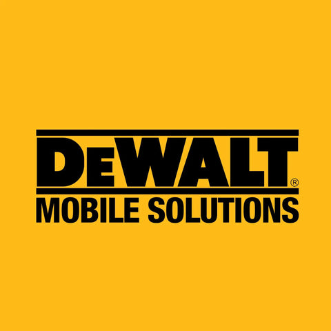 DeWALT MOBILE SOLUTIONS logo on a bright yellow background showcasing brand identity.