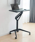 Zero Stress Height Adjustable Standing Desk With Smooth Roll Mobile Laptop Cart, black adjustable base, rolling design for home office use.