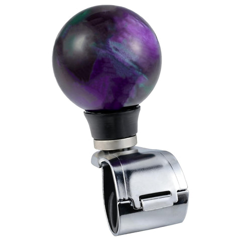 Ball Shape Steering Wheel Spinner Knob for Tractors Forklifts and Lawn Mowers One Hand Turn Aid Grip Suicide Style Power Handle Dark Purple Durable Resin and Metal Construction
