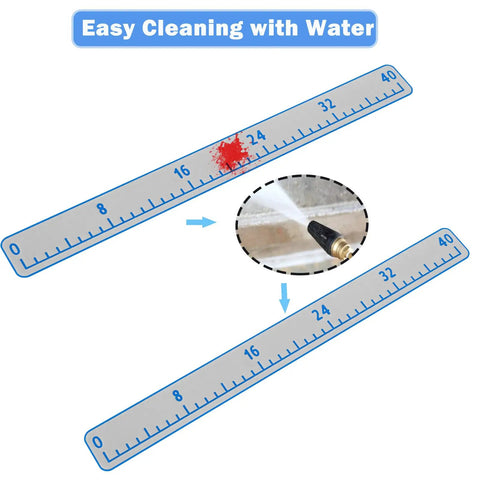40 Inch EVA Foam Fish Ruler With Self Adhesive Backing For Boats And Kayaks Non Skid Surface, cleaning spray demonstrated.