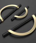 Six Pack Matte Black And Gold Half Moon Cabinet Pulls Three And Three Quarters Inch Hole Centers 96mm Drawer Handles
