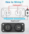 Wiring diagram showing Top Shelf 12V Cigarette Lighter Socket Splitter Panel with USB ports for automotive use.