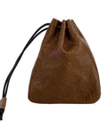 Hardy Cowhide Leather Drawstring Pouch With Vintage Retro Finish Designed For Hauling Your Daily Grind Essentials Travel Toiletries And Quick Pocket Stash, brown, 120x100mm, compact, cord closure.