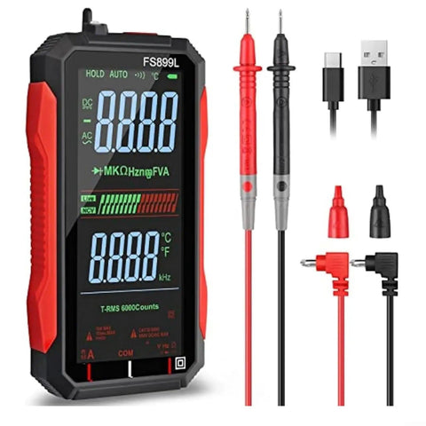 Rechargeable Smart Digital Multimeter Tester For Home And Industrial Electrical Projects with test leads and charger
