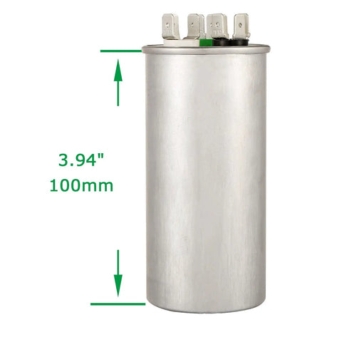 50 5uF Dual Run Capacitor CBB65 370V 440V For Air Conditioners, Condensers And Heat Pumps, Round MFD Capacitor, 100mm height