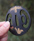 Samurai Sword Koshirae Tsuba Iron Carved 001-026 TDH 026 hand guard with decorative design for katana and wakizashi