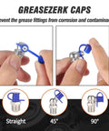 Hands attaching color-coded cap to zerk fitting in 240 Piece SAE Grease Fittings Kit With G1/4 And G1/8 Zerk Fittings, Straight 45 Degree 90 Degree Angled, Color Coded Dust Caps, Cap Covers M6 M10, Great For Tractor Truck Automotive