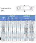 Crossed Roller Bearing Set diagram and dimensions table for P4 Precision RAU1005UUCC0 to RAU8005UUCC0, steel, heavy duty industrial use