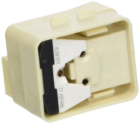 Genuine OEM 241707701 Compressor Start Relay For Refrigerators, Fits Crosley Electrolux and more, beige unit, side view