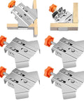 Pro Grade Stainless Steel Right Angle Clamp Set For Woodworking 90 Degree Corner Clamp with orange handle in use on wood