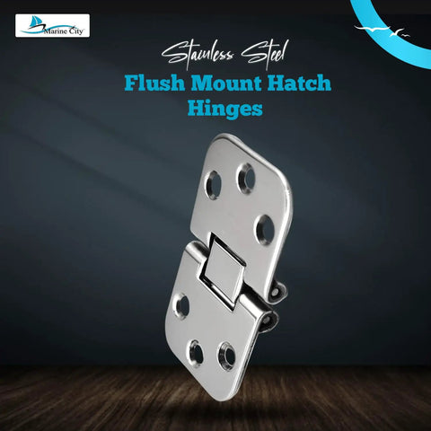 Flush Mount Hatch Hinges 316 Stainless Steel Marine Grade Build Tough As Nails Corrosion Resistant 180 Degree Rotation Ideal For Boats Yachts Doors Motor Boxes And RVs Pack Of 2 shown polished and open on display