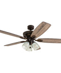 52 Inch Rustic Indoor LED Ceiling Fan With Light Kit, Dope Oil Rubbed Bronze Finish, Five Dual Finish Barn Wood Blades, Prismatic Glass