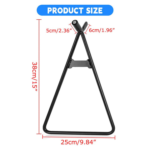 Boss Universal Triangle Kickstand Holder For Dirt Bikes 80cc To 500cc Side Stand Mount dimensions display.