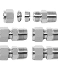304 Stainless Steel Compression Tube Fitting One Quarter Inch Outer Diameter To One Quarter Inch NPT Male Union Connector Five Pack