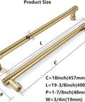 Industrial Modern Brushed Brass 18 Inch Center To Center Appliance Pulls Heavy Duty Cabinet Handles size diagram