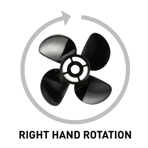 Top view of Spitfire 4-Blade Aluminum Propeller 14 Inch Diameter 19 Inch Pitch Right Hand Rotation for Mercury Mariner.