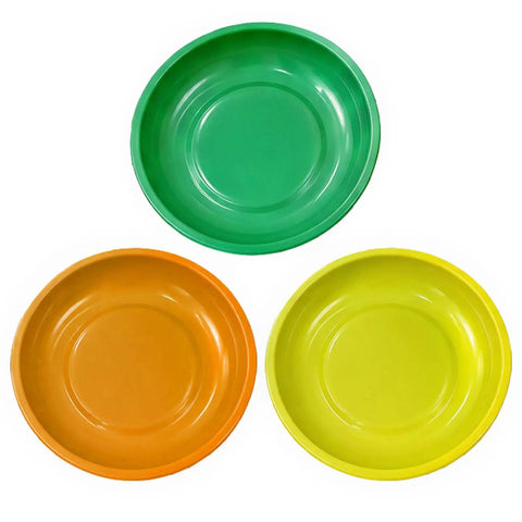 3 Pack Compact ABS Trays For Holding Metal Parts Office Supplies Electronics And Tools With Safe Rounded Edges 6 Inch Round Handy Go To Organizer For Home Shop Garage Desk, top view