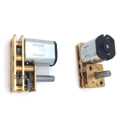 Solid Build N20 DC Miniature Gear Reducer Motor Delivering Quick Spin Adjustment From Twenty To Two Thousand RPM With Kickass Torque Output For Robot Kits Or Car Mods, showing metal housing and gear mechanism.