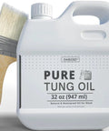 32 Ounce 100 Percent Pure Tung Oil for Wood Outdoor Finish with Brush Safe Food Grade Sealer bottle with included brush