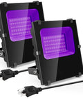 Waygor 600W Black Lights Outdoor - Commercial Black Light Flood Lights with UL Plug, 2 pack, waterproof blacklight for events.