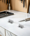Detachable Stainless Steel Cabinet Door Hinges Set Of Two Dope Concealed Hidden Mount Hinges For Kitchen Cabinets Vanity Units And Furniture Easy Detach Design Durable Rust Resistant Multiuse, 2 pack on worktop