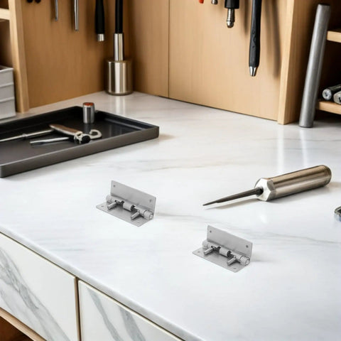 Detachable Stainless Steel Cabinet Door Hinges Set Of Two Dope Concealed Hidden Mount Hinges For Kitchen Cabinets Vanity Units And Furniture Easy Detach Design Durable Rust Resistant Multiuse, 2 pack on worktop