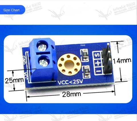 10 Pcs Voltage Detection Modules DC 0 to 25V High Sensitivity Voltage Sensor Board with dimensions 28mm x 25mm x 14mm.