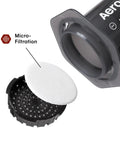 Close-up of micro-filtration component for All In One French Press Pour Over And Espresso Style Manual Brewer For Quick 2 Minute Brews