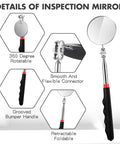 Telescoping Inspection Mirror With Long Handle Extendable Mirror On A Stick For Techs And Pros Black 50mm Round Automotive Tool