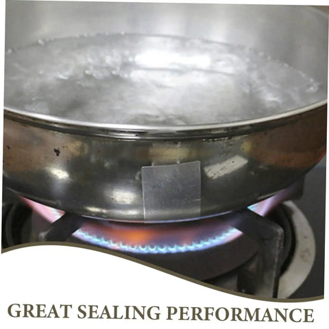 High Temp Aluminum Pot Repair Patches For Cookware Leak Fix on stainless steel pan with flame underneath