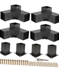 Tough As Nails 4Piece 3Way Corner Brackets Kit With Post Bases And Mounting Hardware. Heavy duty steel connectors and screws for outdoor use.