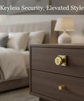 Three Digit Mechanical Cam Lock For Drawers And Cabinets 1 Pack Gold Zinc Alloy Security Lock on a bedroom drawer