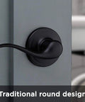 Tustin Interior Passage Door Handle Lever For Closet And Hallway Doors, Reversible Non Locking Matte Black With Microban Protection