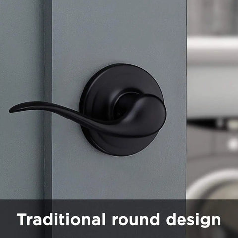Tustin Interior Passage Door Handle Lever For Closet And Hallway Doors, Reversible Non Locking Matte Black With Microban Protection