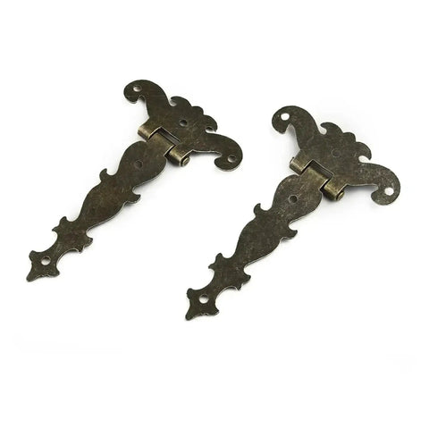 Two Pack Bronze Zinc Alloy Butt Hinges For Wooden Boxes And Small Cabinets, Decorative Home Office Hardware on white background