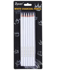 White Charcoal Pencils Set, 6 Pcs For Bold Highlights On Dark Paper, Smooth And Blendable For Sketching shown in packaging