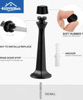 8 Pack Heavy Duty Solid Door Stop With Soft Rubber Tip Zinc Die Cast Door Stopper Protect Walls and Doors Black Finish