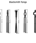 Five Piece Blacksmith Tools Kit With Pro Grade V Bit Tongs V Bit Bolt Scrolls Square Jaw And Blade And Hammer