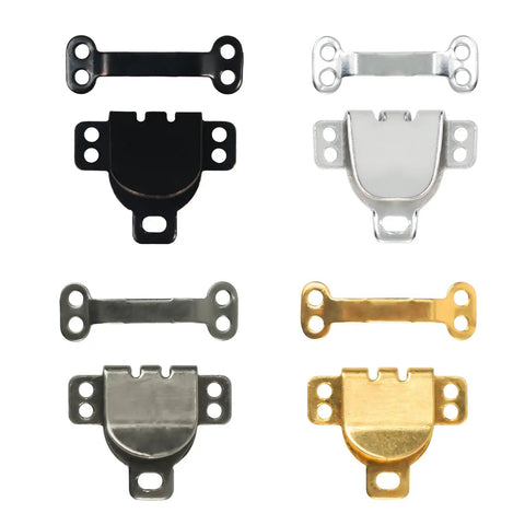 Sixty Pairs Of High Grade Sewing Hooks And Eyes Garment Fasteners showing assorted black, silver, gunmetal, and gold metal clasps.