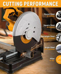 14 Inch Metal Cutting Chop Saw With 2100W Copper Motor, Heavy Duty Electric Cut Off Machine cutting steel bar demonstrations