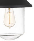 Outdoor Wall Lantern 1-Light Exterior Matte Black Sconce With Clear Glass Cylinder Shade close-up view